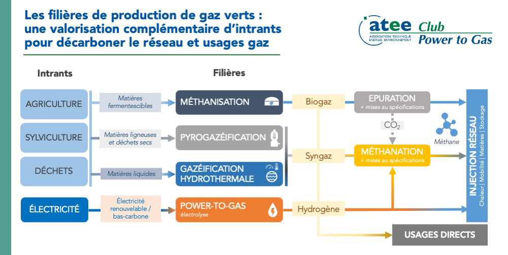 Les filières de production de gaz verts : une valorisation complémentaire d’intrants pour décarboner le réseau et usages gaz

