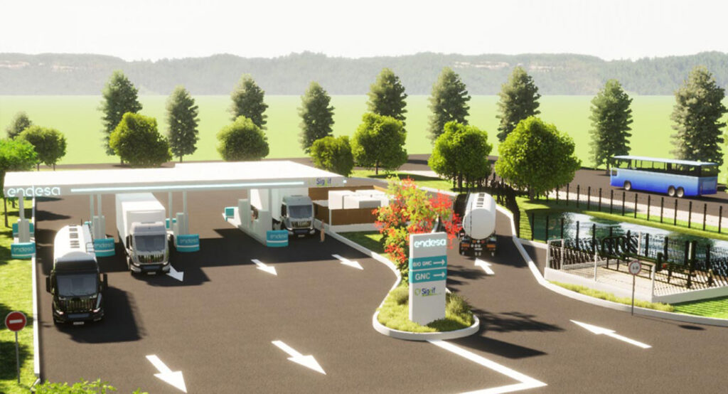 Le projet de la station de Compans (Seine-et-Marne). Sigeif Mobilités a retenu Endesa pour construire et exploiter cette huitième station BioGNV. Le BioGNV distribué sera produit localement.